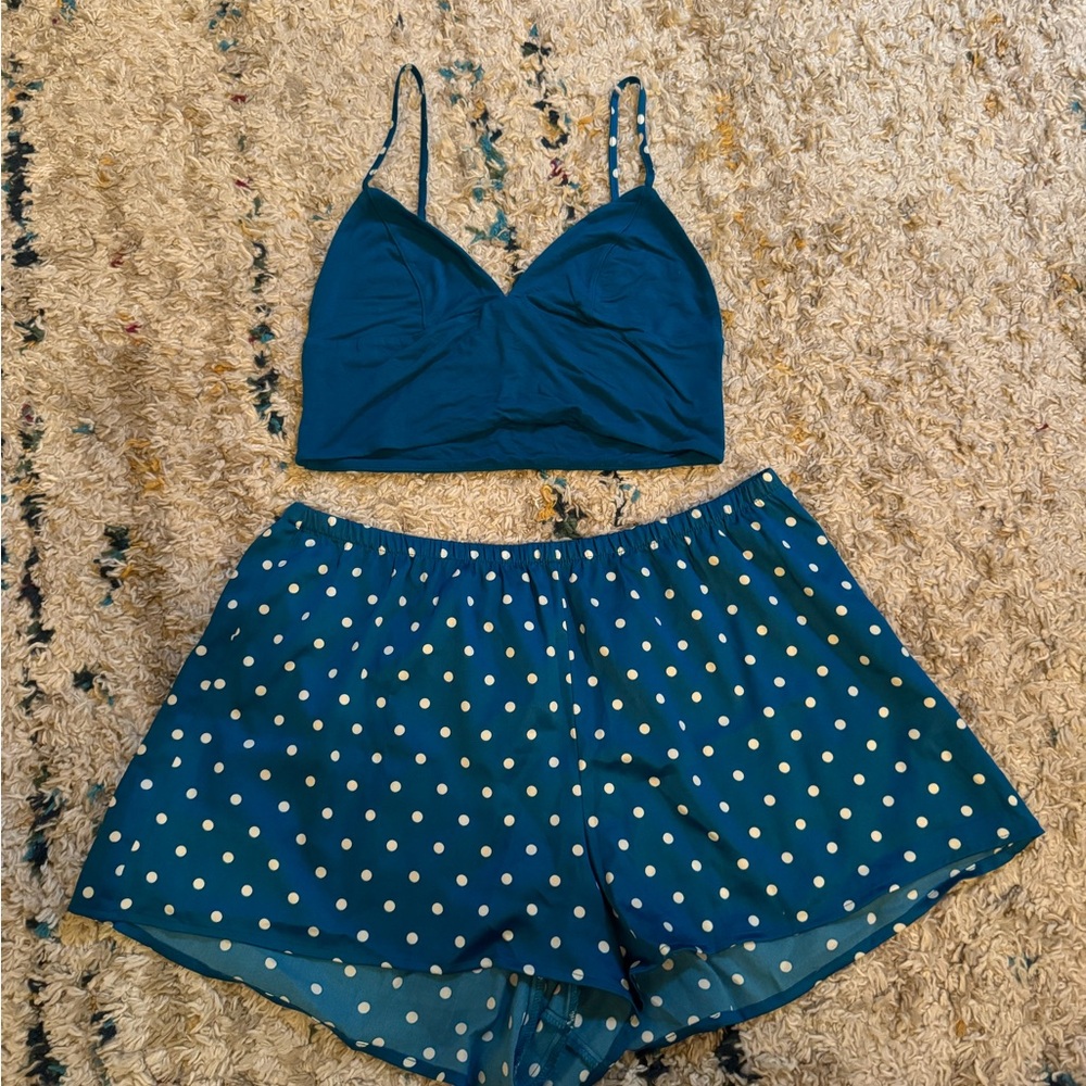 Victoria's Secret Teal Polka Dot Pajama Set